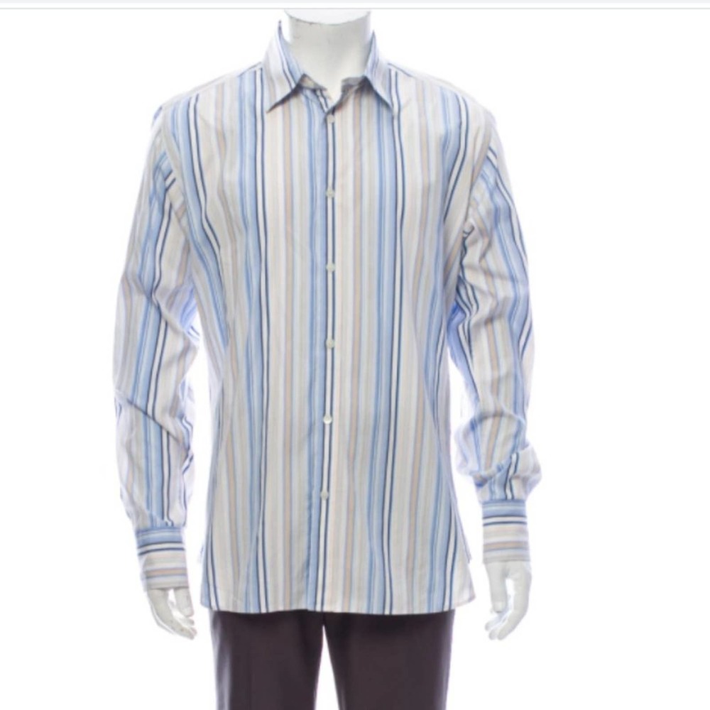 Ted Baker Light Blue Striped Long Sleeve Shirt size XL